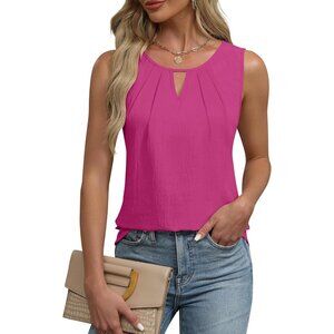 Blooming Jelly Womens Rose Pink Sleeveless Basic Loose Casual Summer Tank Top